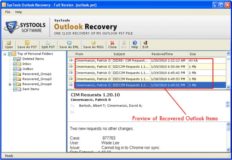 Repair Microsoft 2007 Outlook 3.8